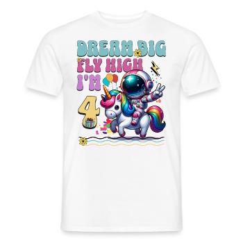 Astronaute Licorne 4e anniversaire - T-shirt homme - blanc - Devant - AI Model Male 178 dark (178cm)