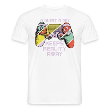 Jouer à Gamer A Quest A Day - T-shirt homme - blanc - Devant - AI Model Male 178 dark (178cm)