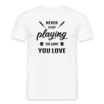 Never stop playing the game cricket gift - Men's T-Shirt - white - Front - AI Model Male 178 dark (178cm)