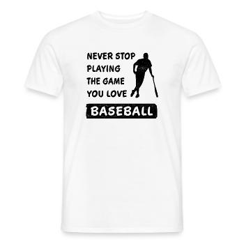 N’arrêtez jamais de jouer au jeu Baseball Spell - T-shirt homme - blanc - Devant - AI Model Male 178 dark (178cm)