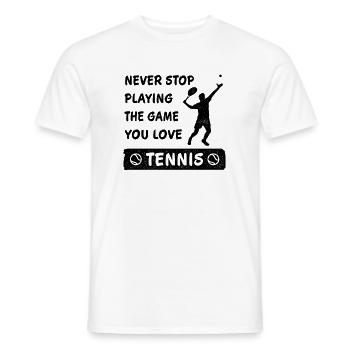 N’arrêtez jamais de jouer au jeu Tennis Gift - T-shirt homme - blanc - Devant - AI Model Male 178 dark (178cm)
