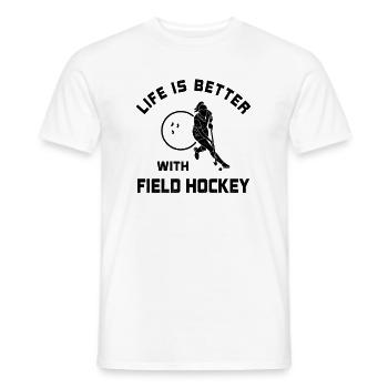 Leben ist besser mit Feldhockey Spruch Geschenk - Männer T-Shirt - Weiß - Vorne - AI Model Male 178 dark (178cm)