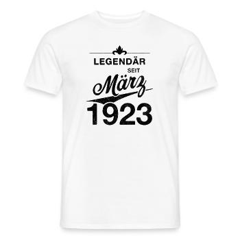 100. Geburtstag Legendär März 1923 Jahrgang 23 - Männer T-Shirt - Weiß - Vorne - AI Model Male 178 dark (178cm)