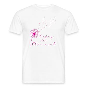 Enjoy the moment pink pink dandelion dandelion - Men's T-Shirt - white - Front - AI Model Male 178 dark (178cm)