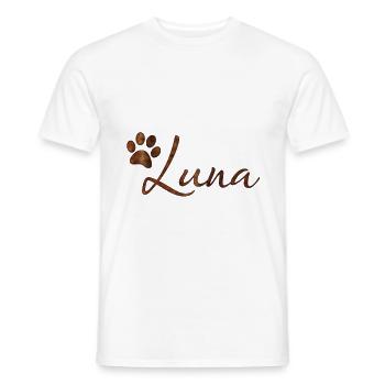 Luna Name Hund Katze Felldesign mit Pfote - Männer T-Shirt - Weiß - Vorne - AI Model Male 178 dark (178cm)