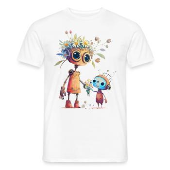 Süße Roboter Mama mit Kind - Männer T-Shirt - Weiß - Vorne - AI Model Male 178 dark (178cm)