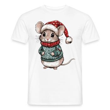 Maus Weihnachten Comic - Männer T-Shirt - Weiß - Vorne - AI Model Male 178 dark (178cm)