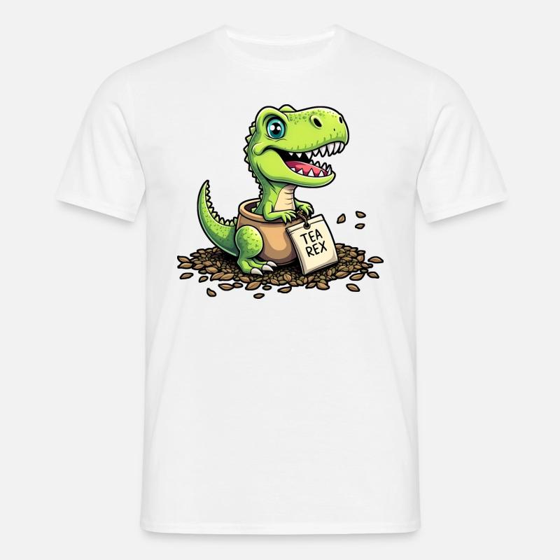 Tea Rex Dinosaurier Tee - Männer T-Shirt - Weiß