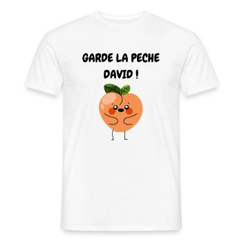 Garde la pêche David - T-shirt homme - blanc - Devant - AI Model Male 178 dark (178cm)