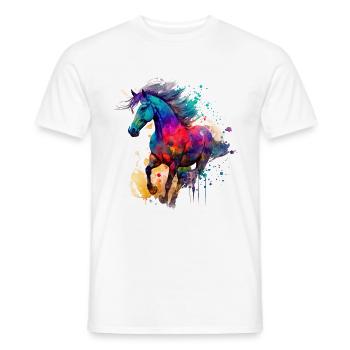 Idée passion chevaux cavalière aquarelle splash - T-shirt homme - blanc - Devant - AI Model Male 178 dark (178cm)