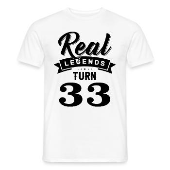 Real Legends Turn 33, 33 Birthday - Men's T-Shirt - white - Front - AI Model Male 178 dark (178cm)