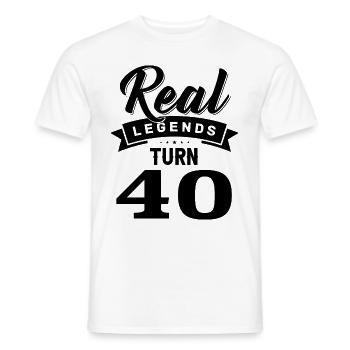 Real legends turn 40, 40 birthday - Men's T-Shirt - white - Front - AI Model Male 178 dark (178cm)