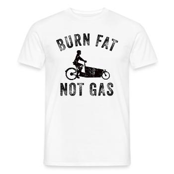 Brûlez les graisses au lieu de l’essence Cargo Cargobike - T-shirt homme - blanc - Devant - AI Model Male 178 dark (178cm)