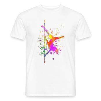 Pole Dance Bar Fitness Femmes Pole Dance - T-shirt homme - blanc - Devant - AI Model Male 178 dark (178cm)