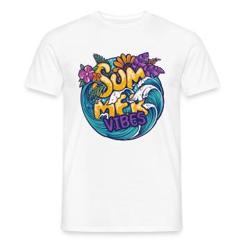 Summer Vibes, Waves and Always - Men's T-Shirt - white - Front - AI Model Male 178 dark (178cm)