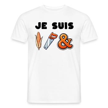 Rébus métier « Épicier » - T-shirt homme - blanc - Devant - AI Model Male 178 dark (178cm)