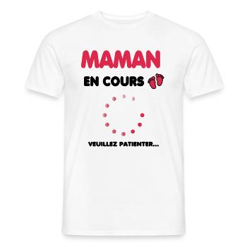Maman en cours cadeau future maman - T-shirt homme - blanc - Devant - AI Model Male 178 dark (178cm)