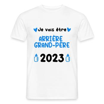 Annonce grossesse Arrière grand-père 2023 - T-shirt homme - blanc - Devant - AI Model Male 178 dark (178cm)
