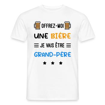 grossesse bière je vais être grand-père - T-shirt homme - blanc - Devant - AI Model Male 178 dark (178cm)