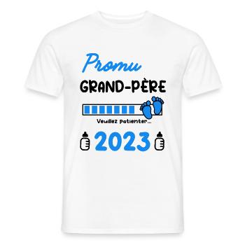 Annonce grossesse Promu grand-père 2023 - T-shirt homme - blanc - Devant - AI Model Male 178 dark (178cm)