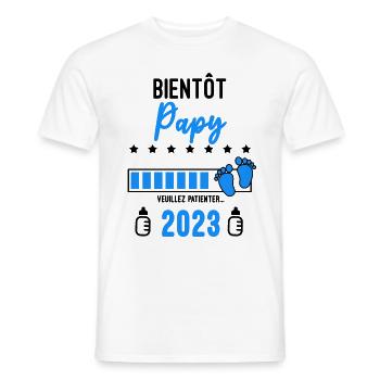 Bientôt Papy 2023 Annonce grossesse - T-shirt homme - blanc - Devant - AI Model Male 178 dark (178cm)
