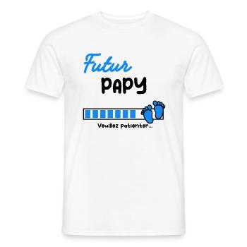 Annonce grossesse futur Papy - T-shirt homme - blanc - Devant - AI Model Male 178 dark (178cm)