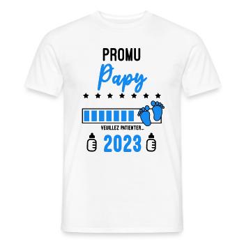 Promu Papy 2023 Annonce grossesse - T-shirt homme - blanc - Devant - AI Model Male 178 dark (178cm)