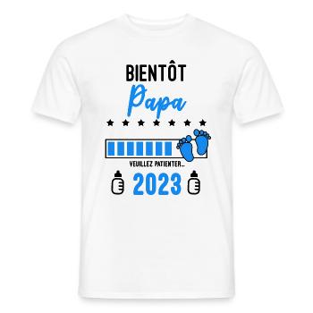 Bientôt Papa 2023 Annonce grossesse - T-shirt homme - blanc - Devant - AI Model Male 178 dark (178cm)