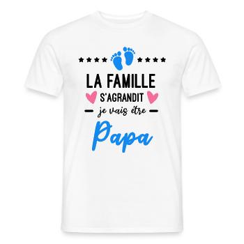 famille s'agrandit Papa naissance - T-shirt homme - blanc - Devant - AI Model Male 178 dark (178cm)