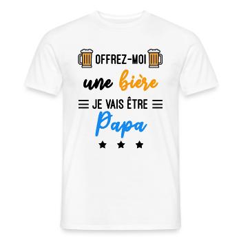 offrez moi bière Papa naissance - T-shirt homme - blanc - Devant - AI Model Male 178 dark (178cm)