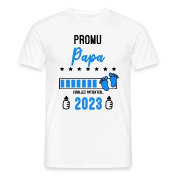 Promu Papa 2023 Annonce grossesse - T-shirt homme - blanc - Devant - AI Model Male 178 dark (178cm)