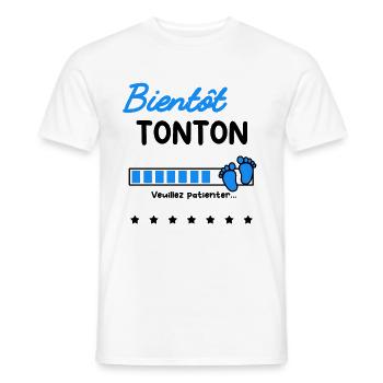 bientôt Tonton cadeau naissance - T-shirt homme - blanc - Devant - AI Model Male 178 dark (178cm)