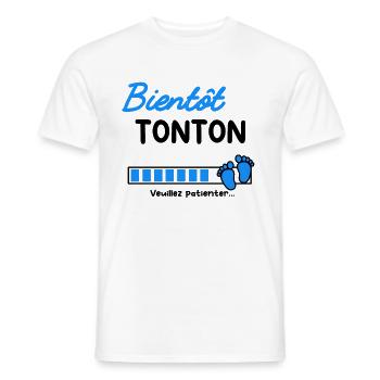 Annonce grossesse bientôt Tonton - T-shirt homme - blanc - Devant - AI Model Male 178 dark (178cm)