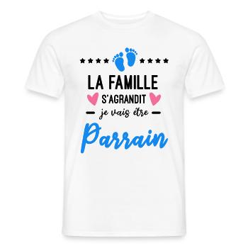 famille s'agrandit Parrain naissance - T-shirt homme - blanc - Devant - AI Model Male 178 dark (178cm)