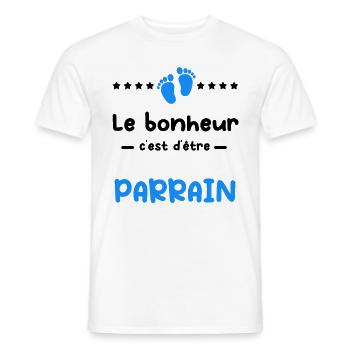 Annonce grossesse bonheur Parrain - T-shirt homme - blanc - Devant - AI Model Male 178 dark (178cm)