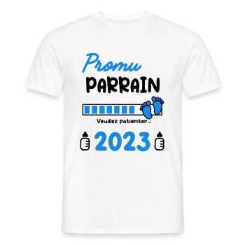 Annonce grossesse Promu Parrain 2023 - T-shirt homme - blanc - Devant - AI Model Male 178 dark (178cm)