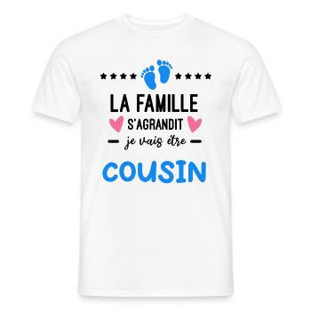 Annonce grossesse famille s'agrandit - T-shirt homme - blanc - Devant - AI Model Male 178 dark (178cm)