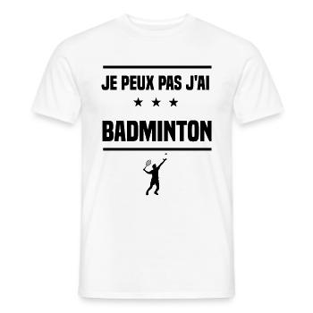 Je Peux Pas J'ai badminton homme badiste humour - T-shirt homme - blanc - Devant - AI Model Male 178 dark (178cm)