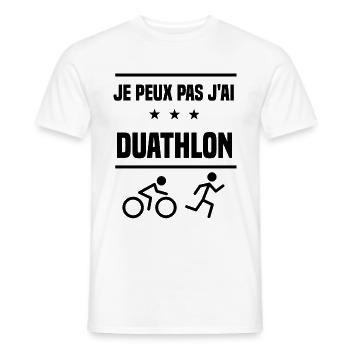 Je Peux Pas J'ai duathlon sport duathlète humour - T-shirt homme - blanc - Devant - AI Model Male 178 dark (178cm)