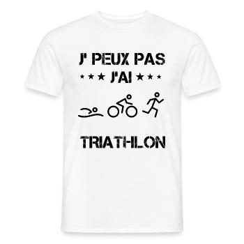 Je peux pas j'ai triathlon cadeau humour - T-shirt homme - blanc - Devant - AI Model Male 178 dark (178cm)