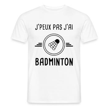 je peux pas j'ai badminton pour badiste - T-shirt homme - blanc - Devant - AI Model Male 178 dark (178cm)