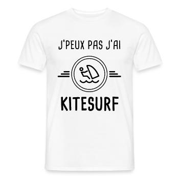 je peux pas j'ai kitesurf pour kitesurfeur - T-shirt homme - blanc - Devant - AI Model Male 178 dark (178cm)