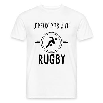 je peux pas j'ai rugby joueur pour rugbyman - T-shirt homme - blanc - Devant - AI Model Male 178 dark (178cm)