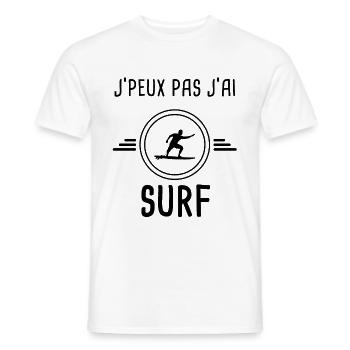 je peux pas j'ai surf board pour surfeur - T-shirt homme - blanc - Devant - AI Model Male 178 dark (178cm)