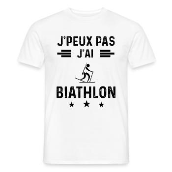 cadeau je peux pas j'ai biathlon - T-shirt homme - blanc - Devant - AI Model Male 178 dark (178cm)