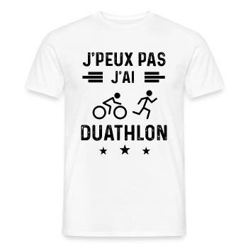 cadeau je peux pas j'ai duathlon sport - T-shirt homme - blanc - Devant - AI Model Male 178 dark (178cm)