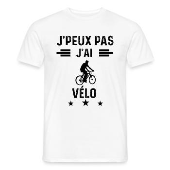 cadeau je peux pas j'ai vélo vtt - T-shirt homme - blanc - Devant - AI Model Male 178 dark (178cm)