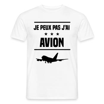 j'peux pas j'ai avion humour - T-shirt homme - blanc - Devant - AI Model Male 178 dark (178cm)