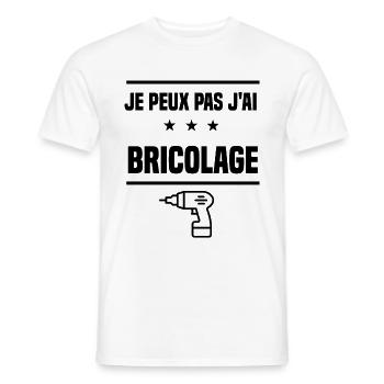 j'peux pas j'ai bricolage perceuse humour - T-shirt homme - blanc - Devant - AI Model Male 178 dark (178cm)