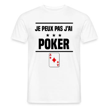 j'peux pas j'ai poker humour - T-shirt homme - blanc - Devant - AI Model Male 178 dark (178cm)